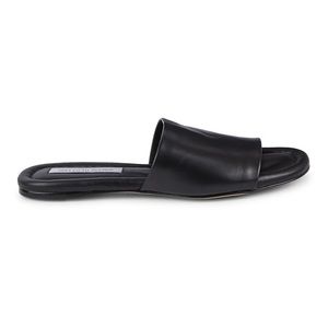Black Leather Slide Sandals, Size 8, Never Worn